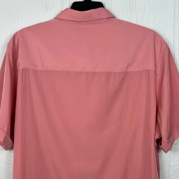 CUBAVERA shirt men’s 2X short sleeve camp/bowling button up salmon pink - Picture 7 of 8
